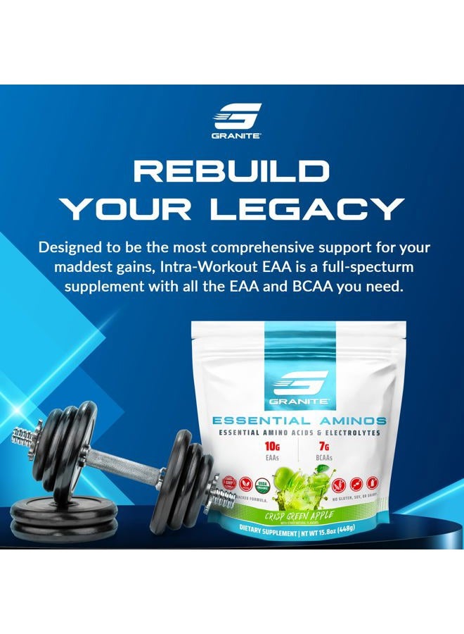 Granite Supplements Granite Essential Amino Acids Powder, Green Apple Flavor, with 10g EAAs and 7g BCAAs, Supports Muscle Recovery & Growth, Soy-Free, Gluten-Free (30 Servings) - Image 2